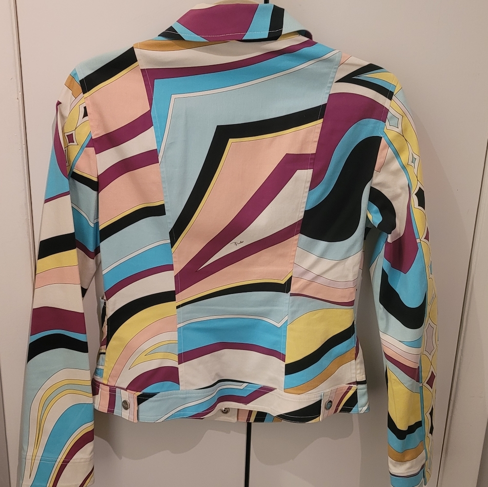 Vintage Emilio Pucci Printed Cotton Jacket Women's 6 - Picture 3 of 10